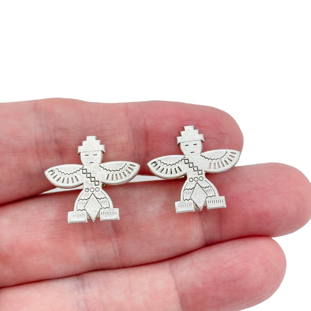 Vintage Sterling Silver 925 Zuni Knifewing Screwback Earrings